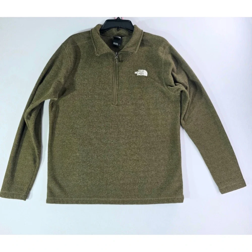 The North Face Gordon Lyons Mens Large Olive Green Heather Quarter Zip Fleece